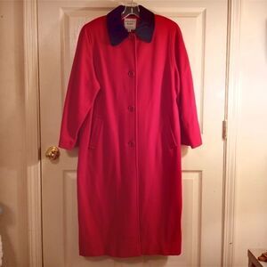 Vintage Red Justin Blake Wool Full Long Coat